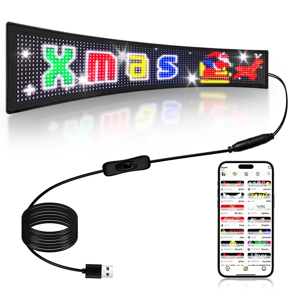 LED Sign 23"x5" Programmable w/ Bluetooth App Control - Huge Bright RGB