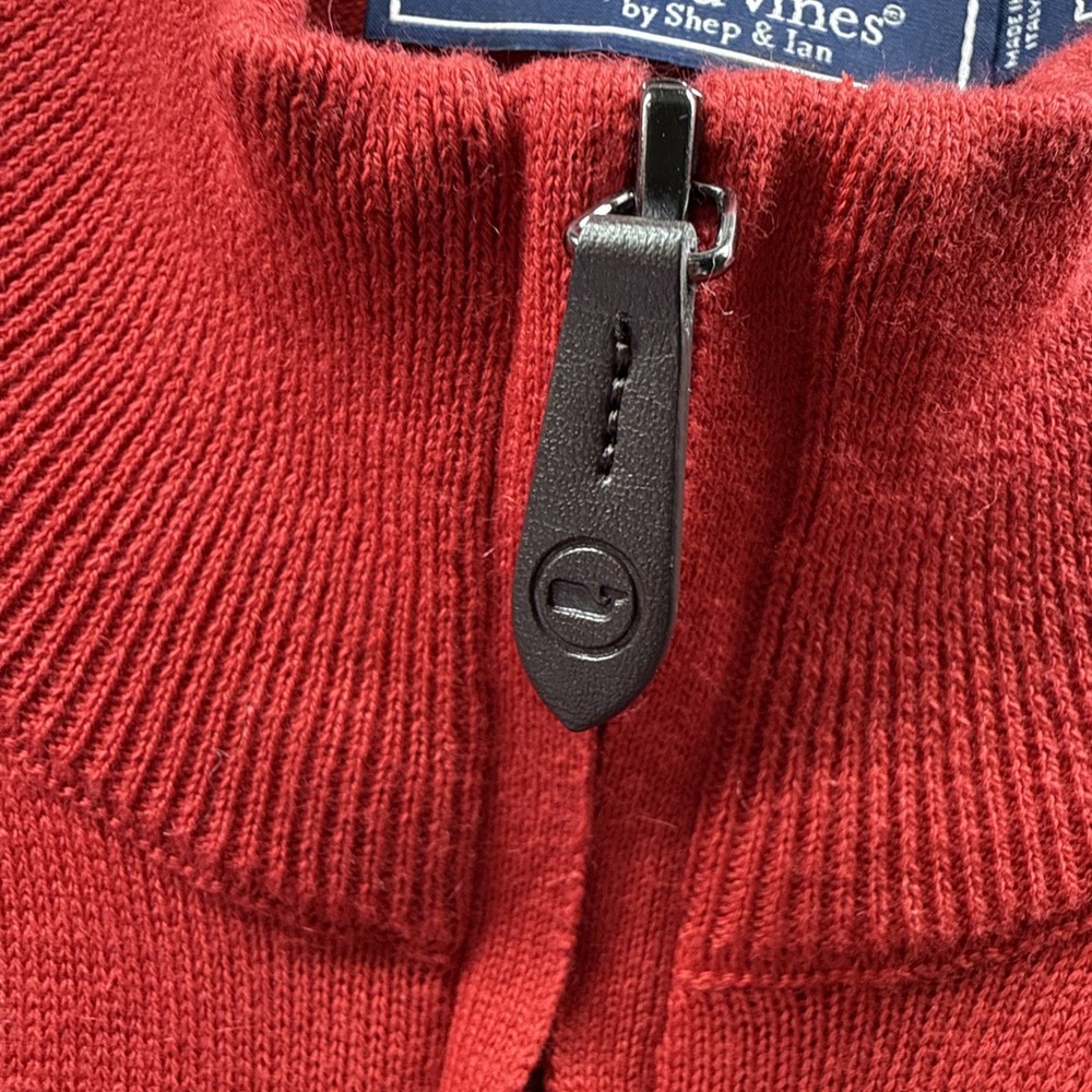 Vineyard Vines Mens 1/4 Zip Sweater Size Large Solid Red Cashmere Blend Pullover