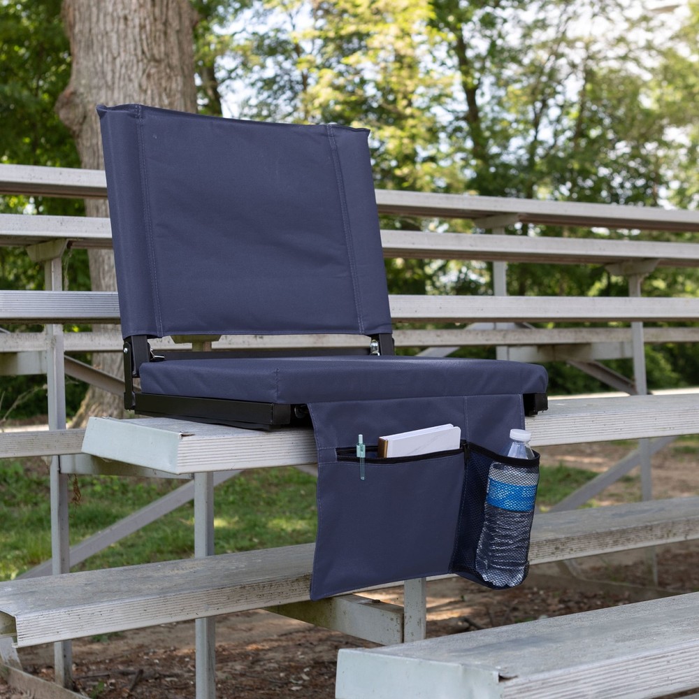 Bleacher Seat - Stadium Seat Cushion with Back Support, Navy