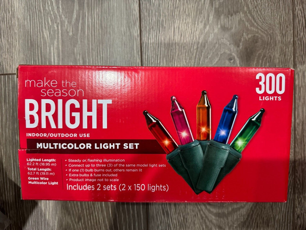 Make The Season Bright 300 ct Multicolor String Light Set Christmas Mini Lights