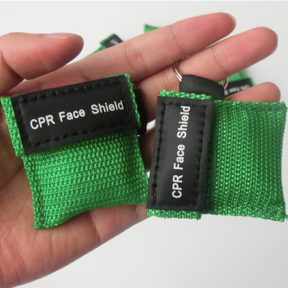 100 pcs CPR Printed Nylon Keychain Pouch first aid kit cpr CPR Face Shield