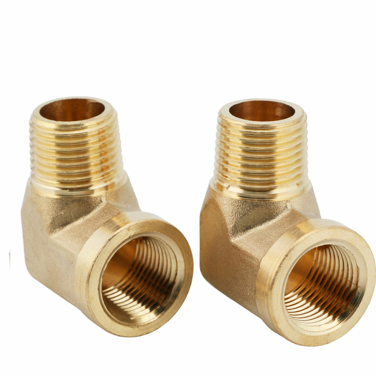 U.S. Solid 90 Degree Elbow Brass Fitting NPT 1/4" Male x 1/4" Female, 2pcs