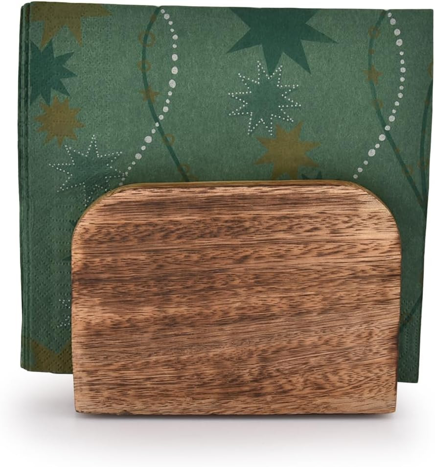 Burning Finish Mango Wood Napkin Holders for Kitchen Upright Paper Napkin Storag