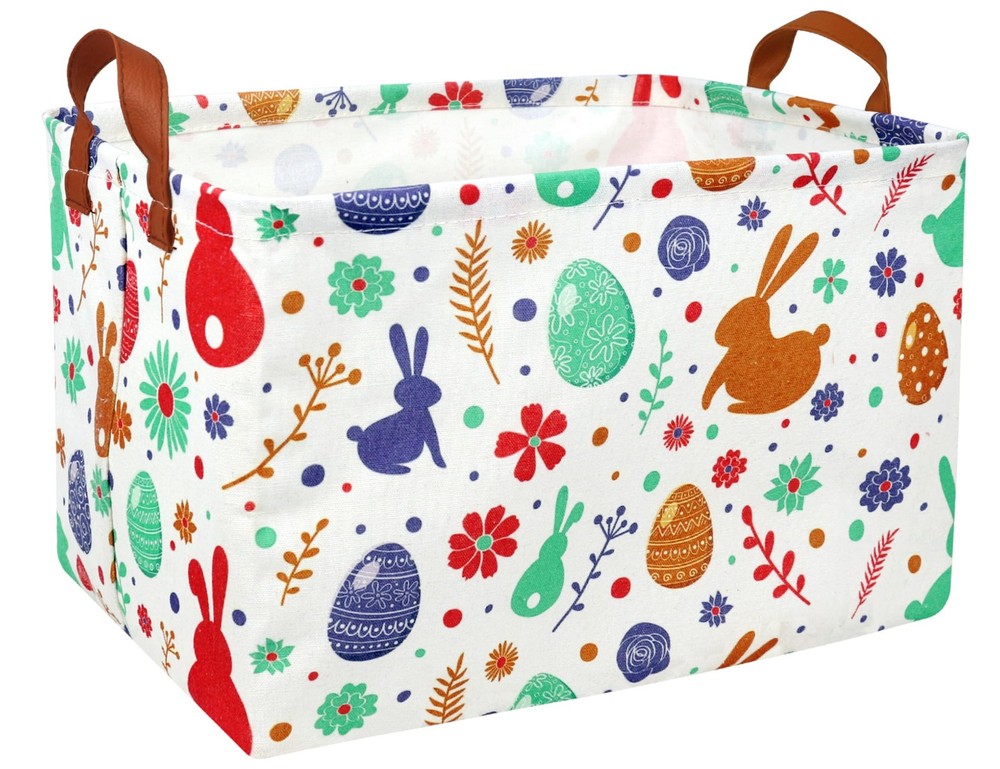 BOOHIT Rectangle Empty Easter Baskets Boy Large Toy Storage Bin Girls collaps...