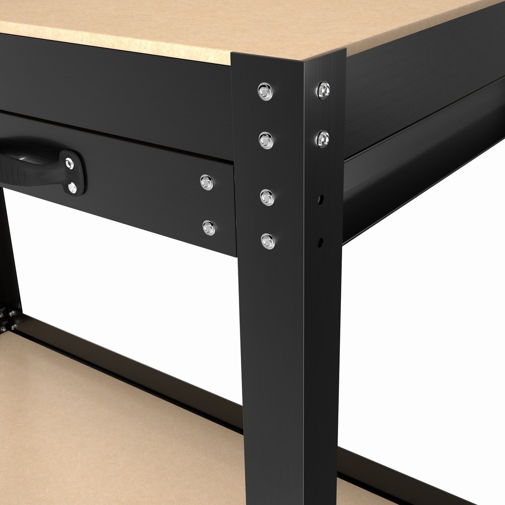 63" Durable Workbench 300lb Steel Frame MDF Top with Pegboard Storage