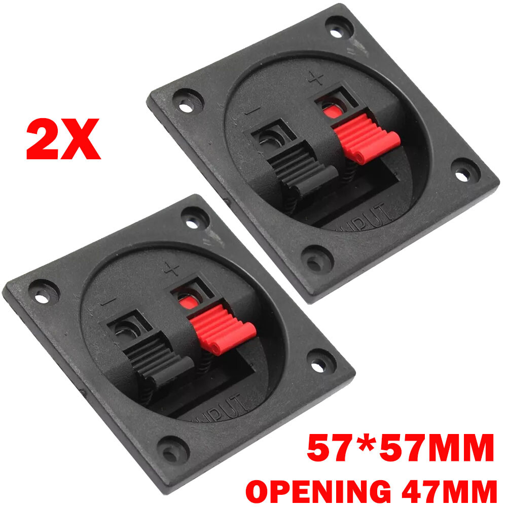 2PCS Subwoofer 2Wire Way Square Speaker Box Sub Push Spring Terminal Connector