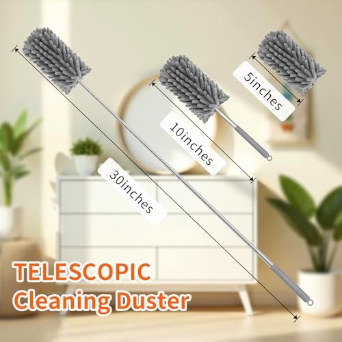 Mini Duster for Cleaning, 360° Bendable Hand Dusters with 2 Pack Blue Grey