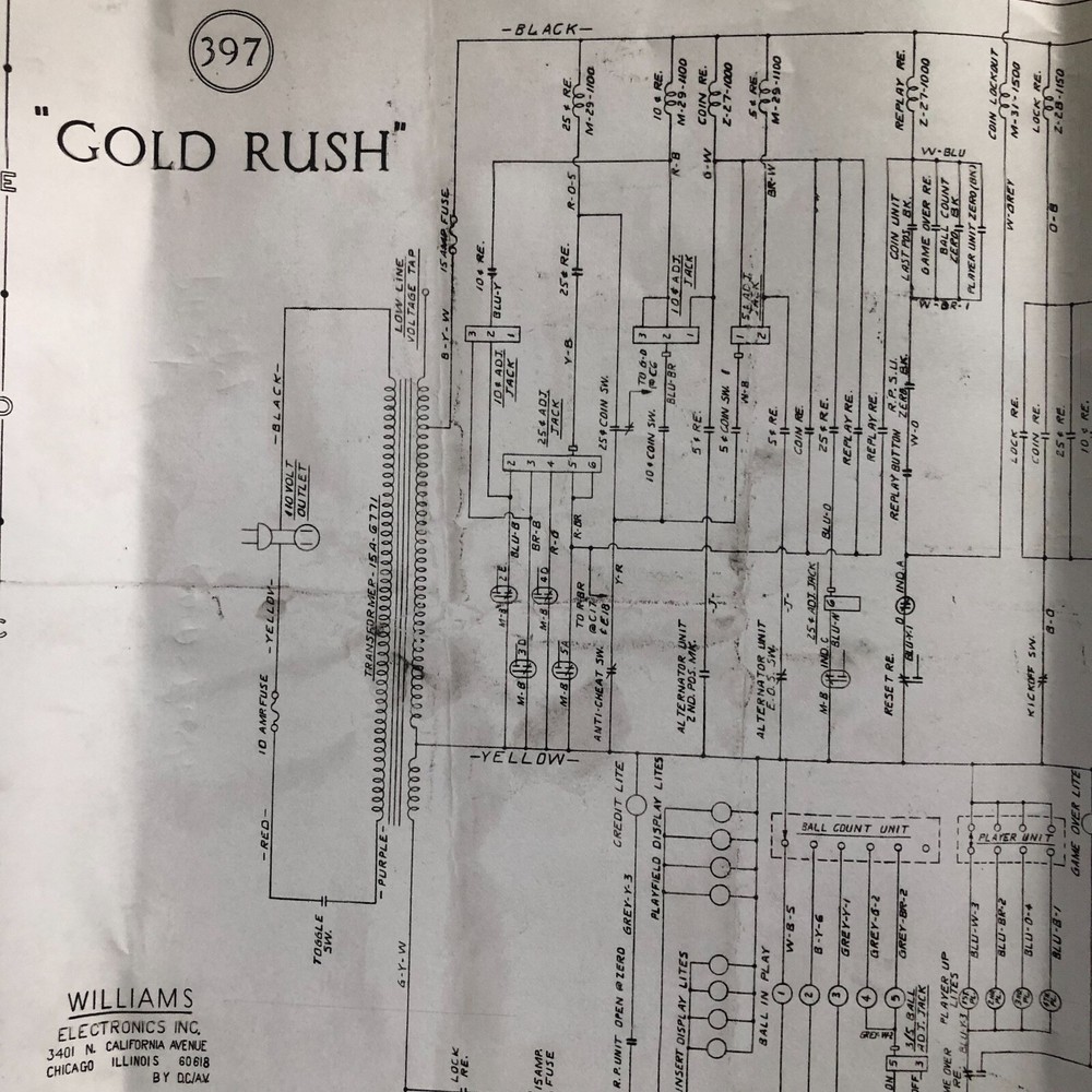 Williams Gold Rush Pinball Machine Schematic