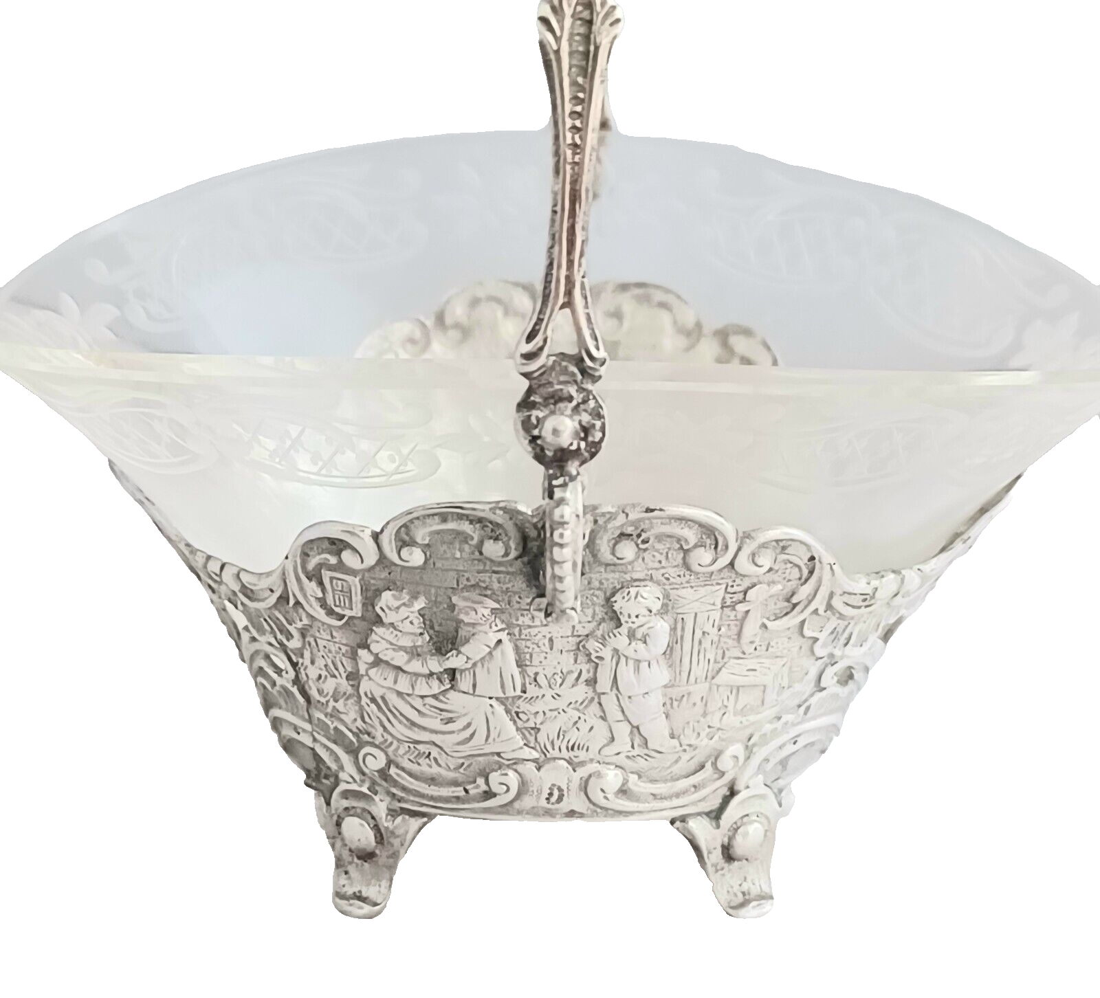 Vereinigte Silberwarenfabrik Hanau Figural Crystal Sterling Candy/Nut Basket(s)