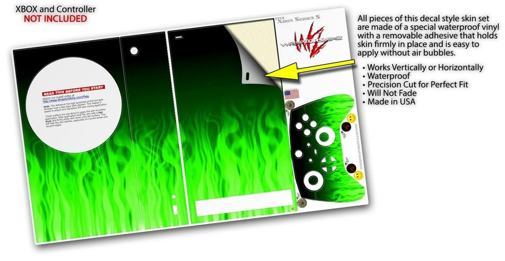 Skins XBOX Series S Console Controller Fire Green