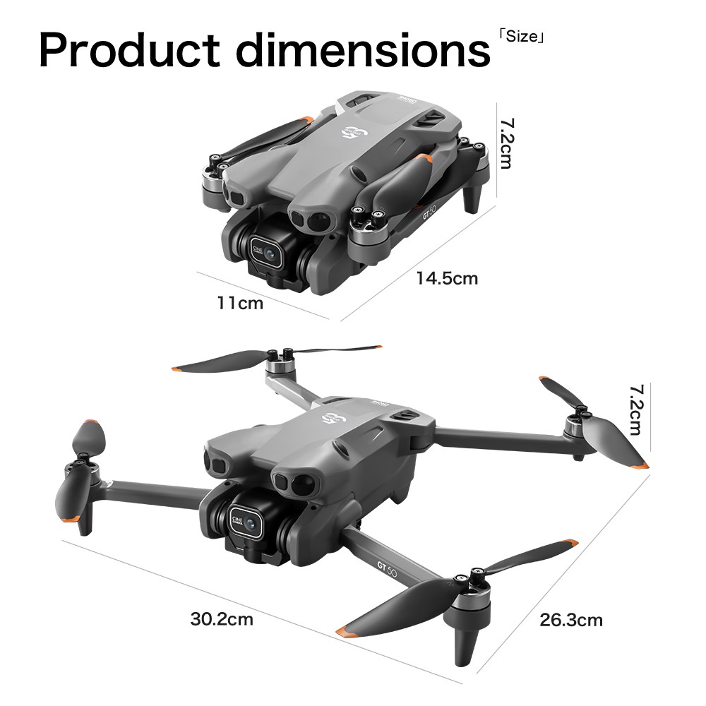 GT5 Drone with Dual Camera,Foldable,Large Screen Remote,2 Battery&Long Flight
