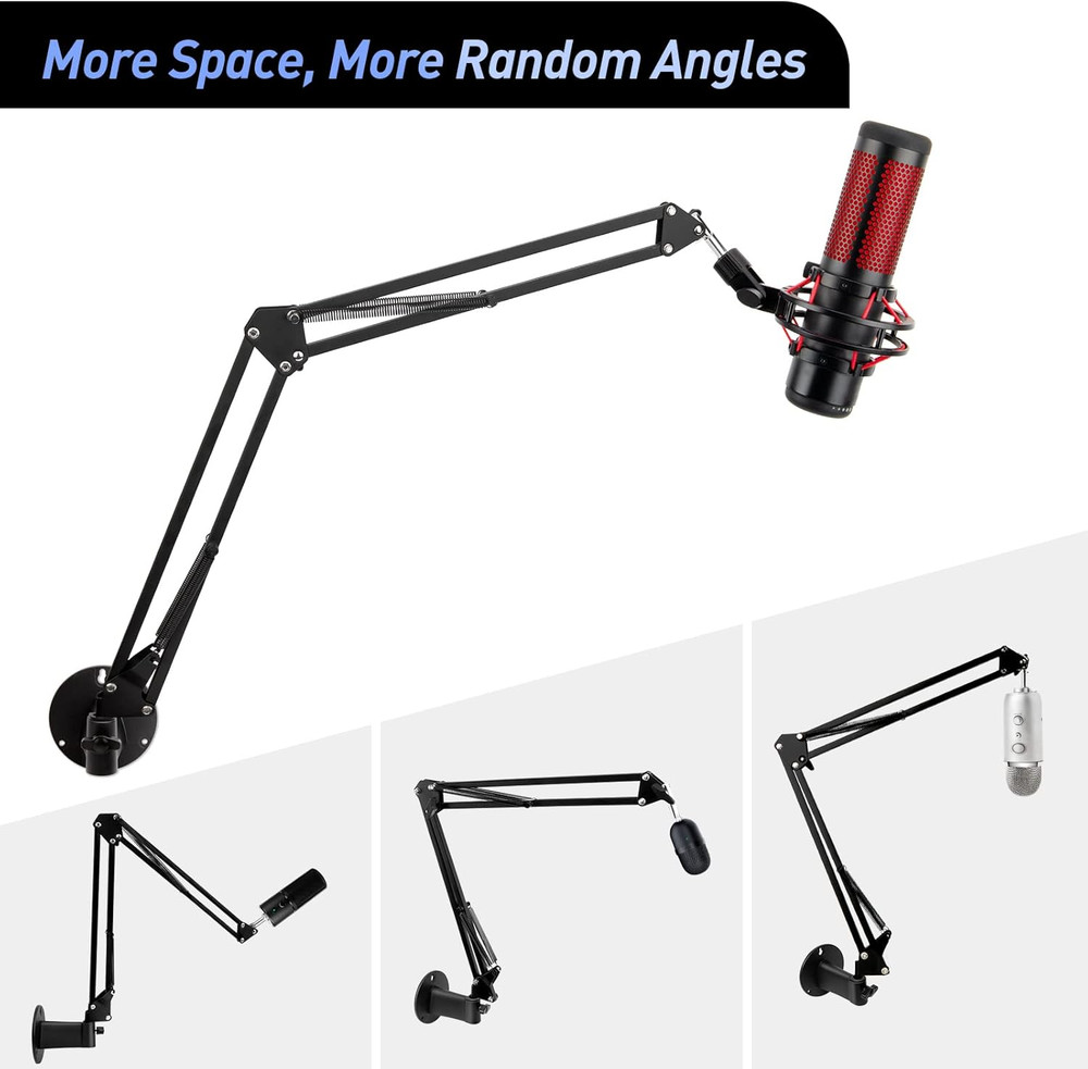Microphone Wall Mount Boom Arm - Microphone Wall Mount for Mic Holder，Horizontal