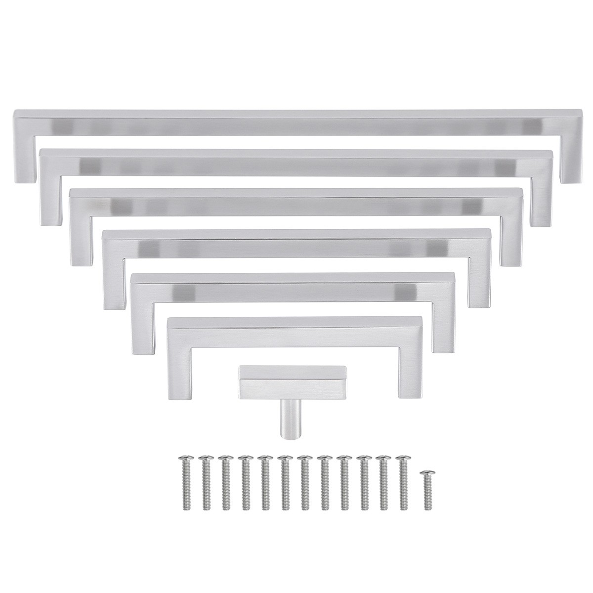 Square Brushed Nickel Cabinet Handles Kitchen Drawer Pulls Stainless Steel Knobs