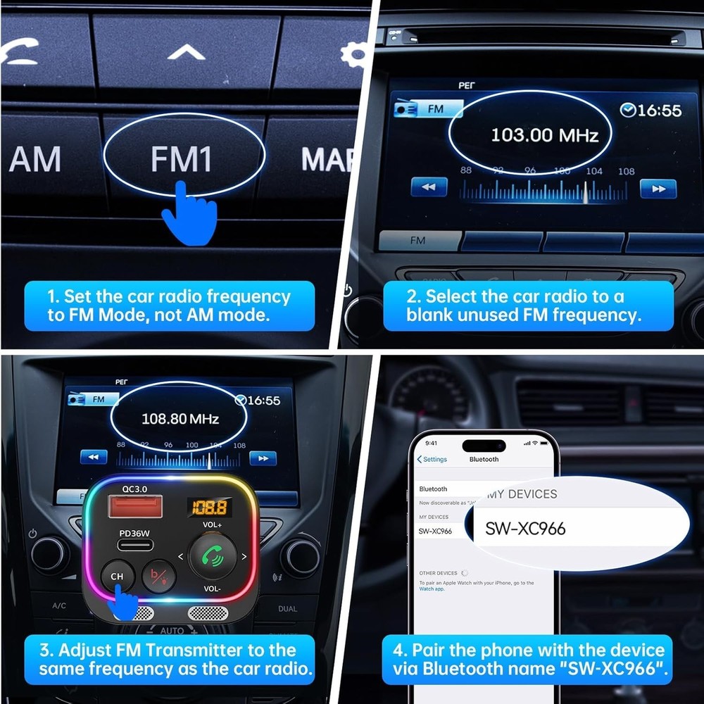 LED Display Bluetooth FM Transmitter with Fast Charging & Enhanced Sound Quality