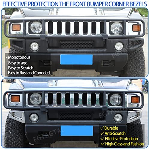 Front Bumper Corner Bezels Replacement Compatible with Hummer H2 Bright Silver