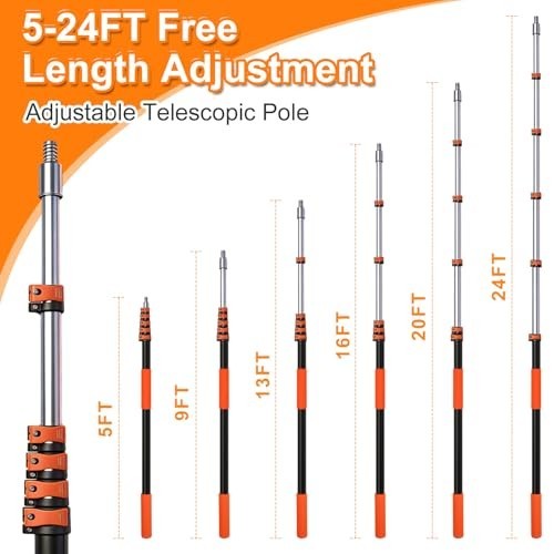 30FT Window Cleaning Kit Telescoping Extension Pole Squeegee 2-in-1