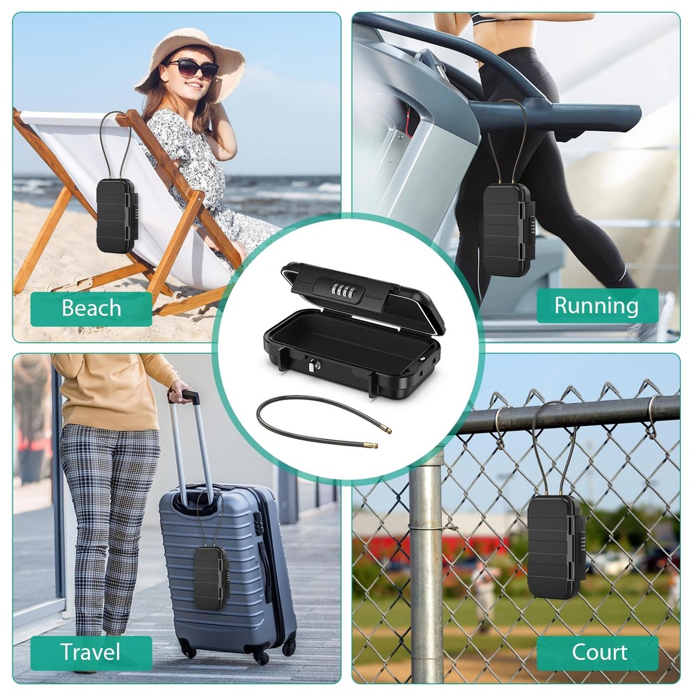 Portable Safe Box, Portable Security Case for Travel, 4-digit Combination Key...