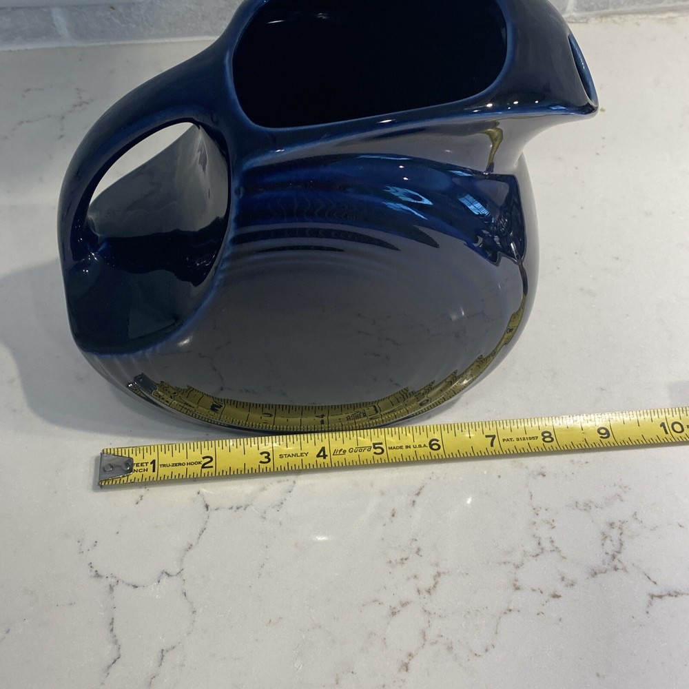Vtg 7” Midnight Cobalt Blue Disk Pitcher