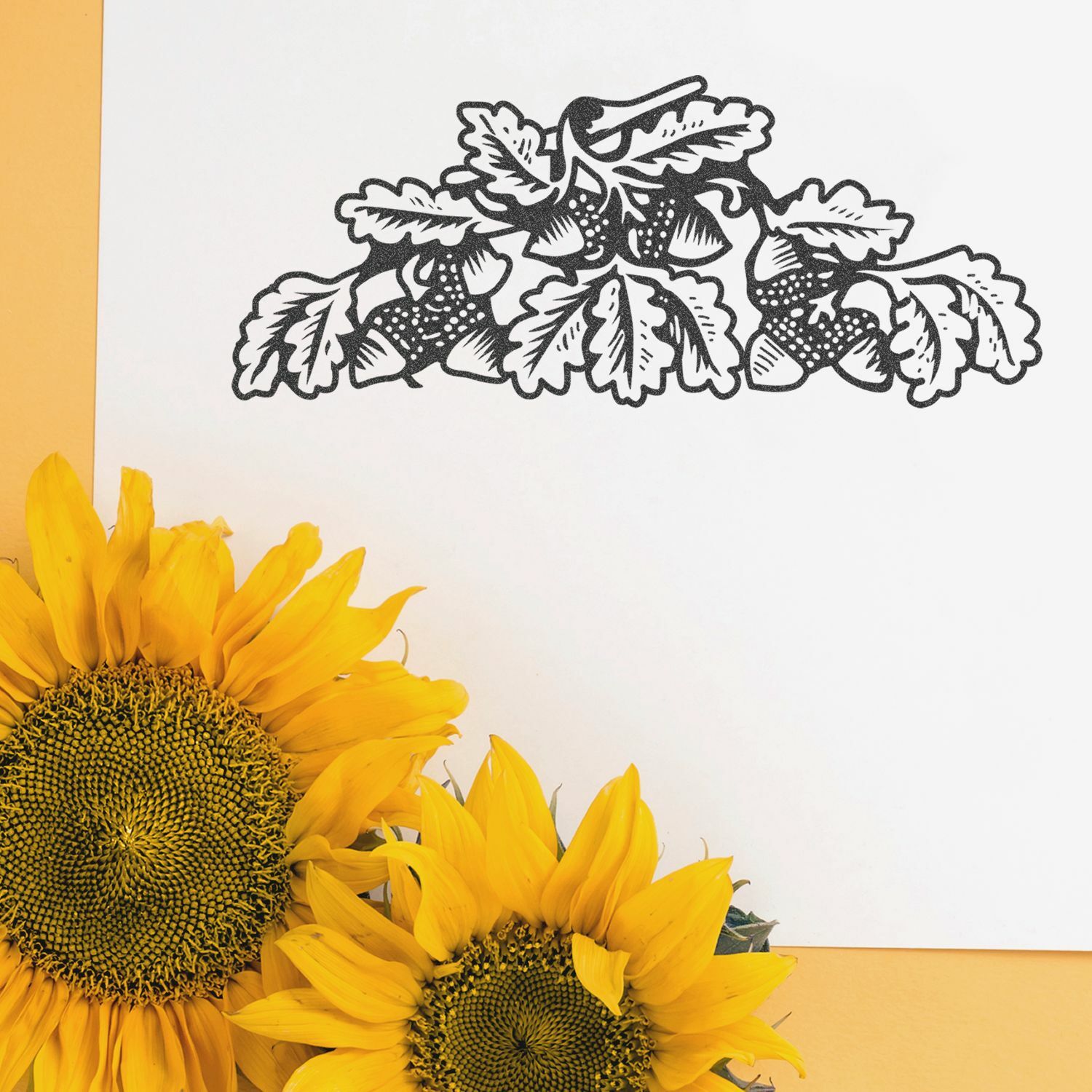 Acorns with Leaves Art Rubber Stamp