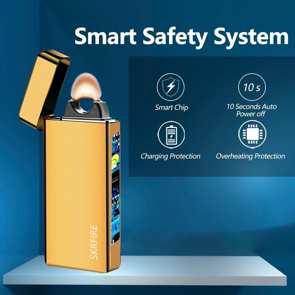 Luxurious Gold Plasma Lighter - USB Rechargeable with Windproof Arc Technology