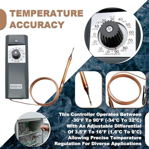 W1609-101 Refrigeration Thermostat Temperature Controller with Remote Bulb & 5