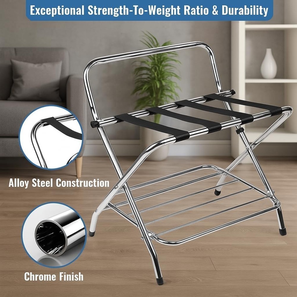 USTECH - Luggage Rack-Double Tier with High Back