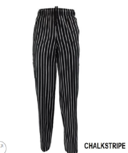 Classic Chalk-stripe Chef Pants 3 Pocket Heavy Duty Kitchen Chef Wear XS-5XL