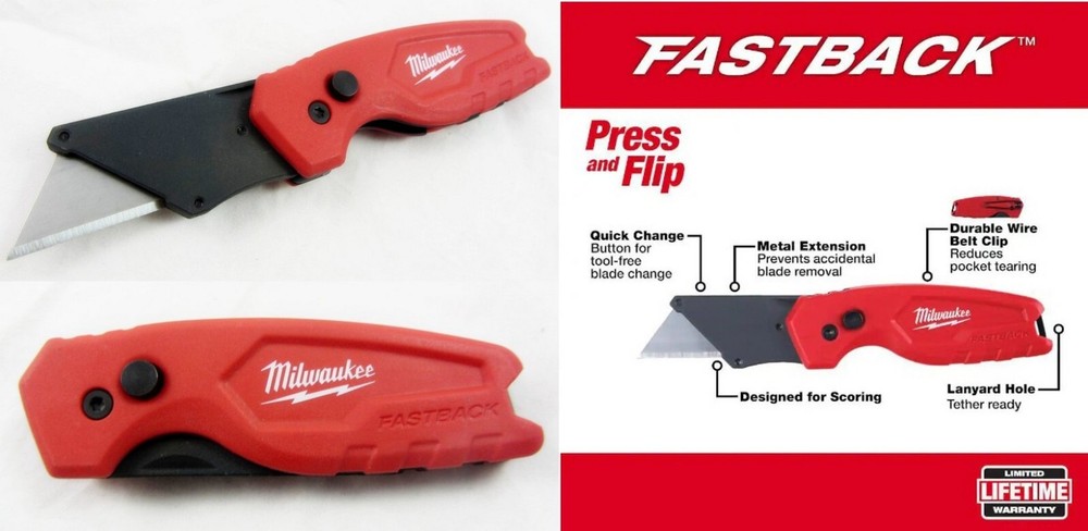 Milwaukee 48-22-1500 FASTBACK Compact Push Button Open Folding Utility Knife