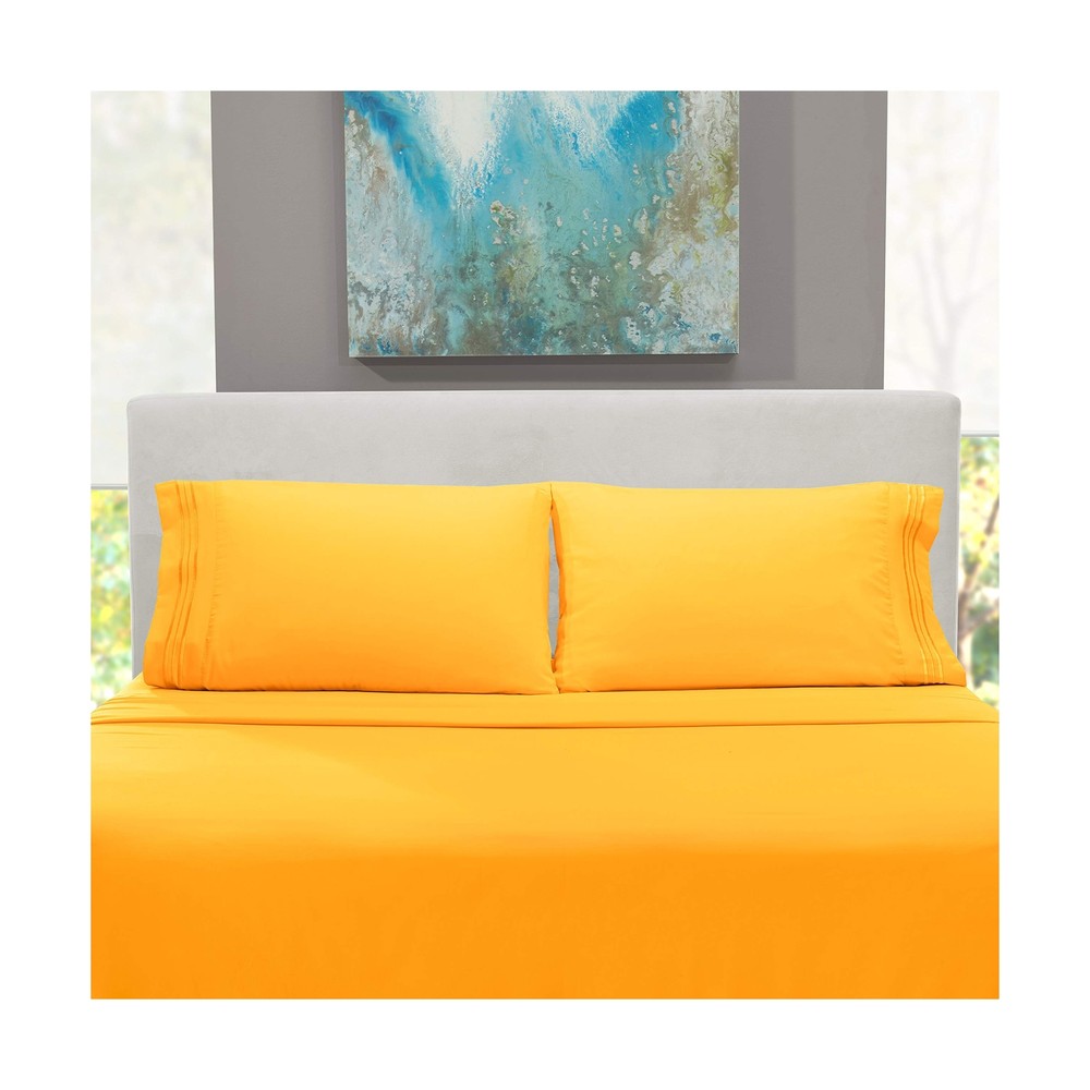 Full Size Sheet Set Flat & Fitted/2 Pillowcase Double Brushed Microfiber Yellow