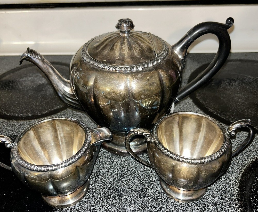 3 PC Tea Set.Boronet Plate E.P Copper. Silver plate On Copper