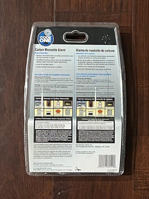 Code One Carbon Monoxide Alarm, KN-COB-B