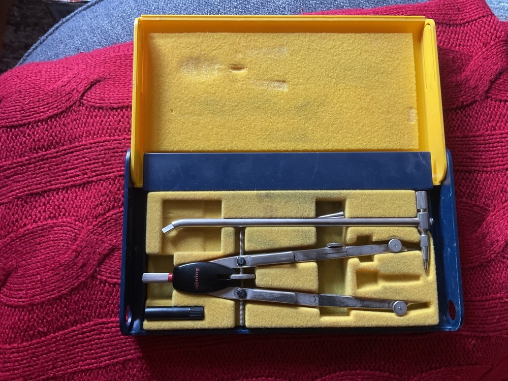 Rare Vintage Rotring Compass set Boxed West Germany (1 Piece Missing)