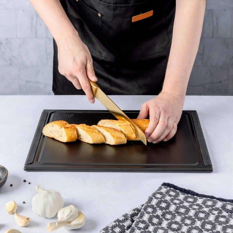 Thyme & Table Large 12"x16" Poly Cutting Board - Black