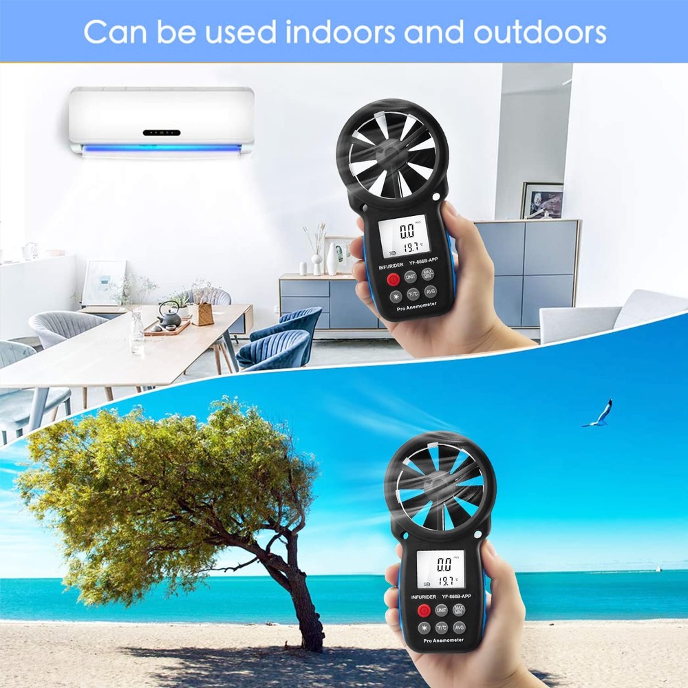 Digital Wireless Anemometer with APP via Bluetooth, Handheld Wind Speed Meter...