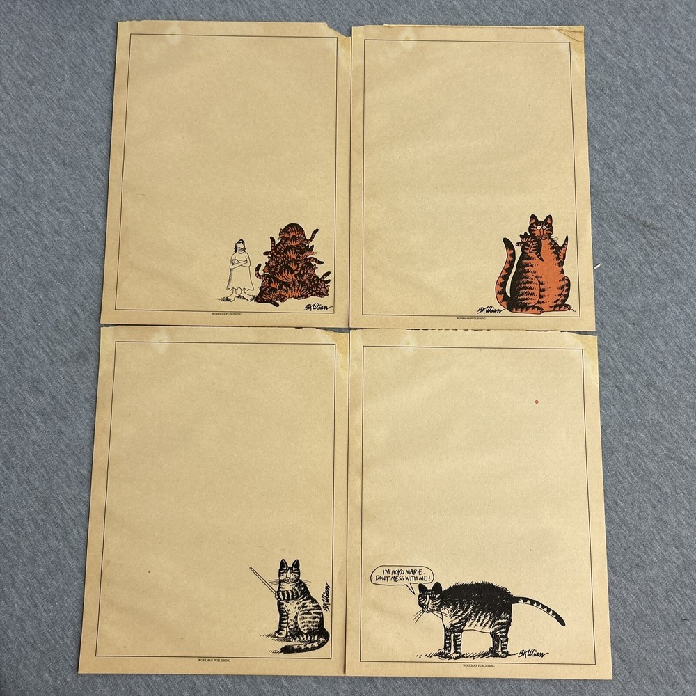 Kliban Cat Notebook Notepad Paper Writing Sheet (4 Sheets) 8-1/2"x10-7/8"