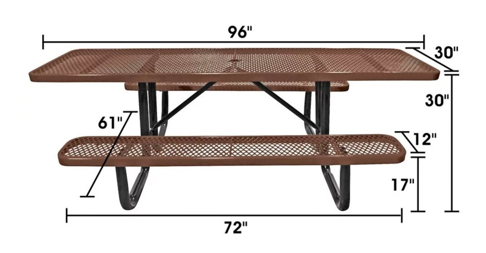 PICNIC TABLE Commercial - ADA Wheelchair Accessible - 8 Ft Rectangular