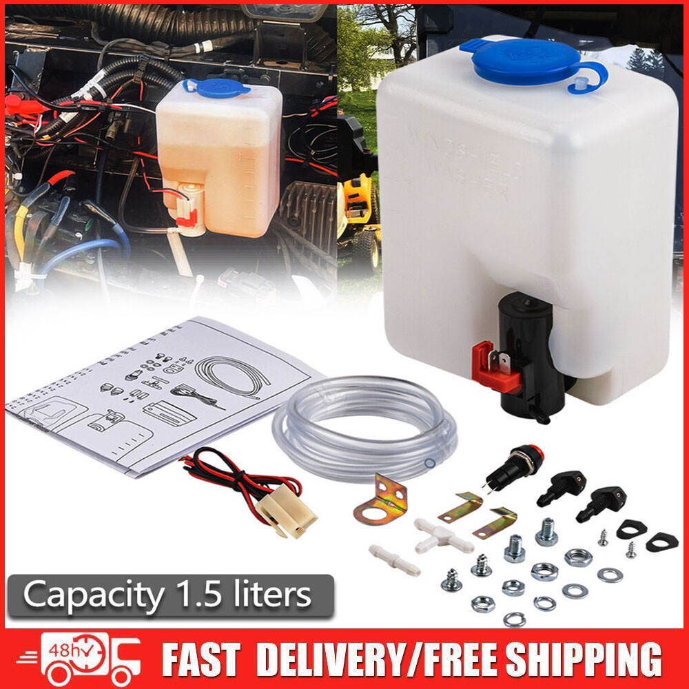 Universal Windshield Washer Pump Reservoir Kit Fluid Reservoir Tank Bottle C0D5