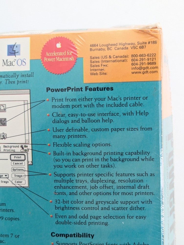 Sealed NOS Powerprint GDT Mac Printer Driver for PC Vintage Computing Software