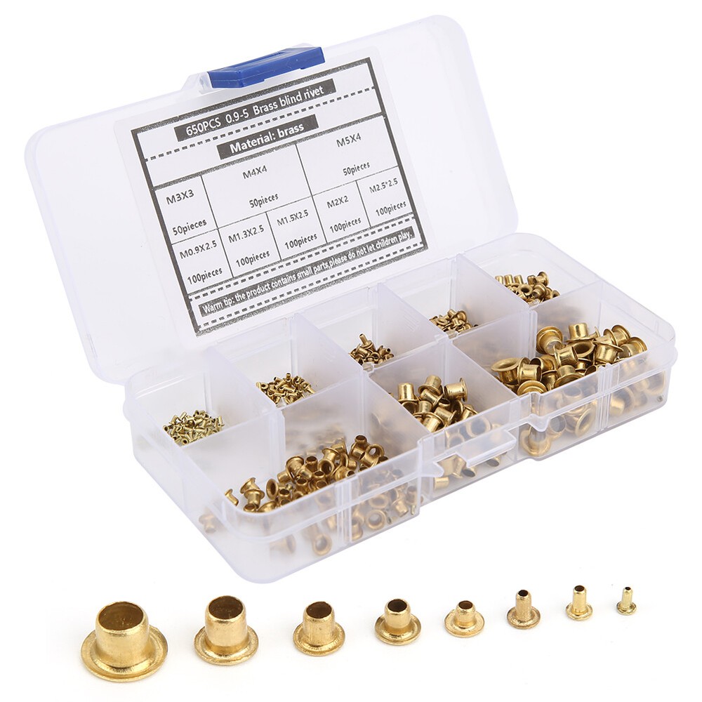 650Pcs Brass Eyelets Rivets Hollow Metal Buttonhole Classification Kit Accessory