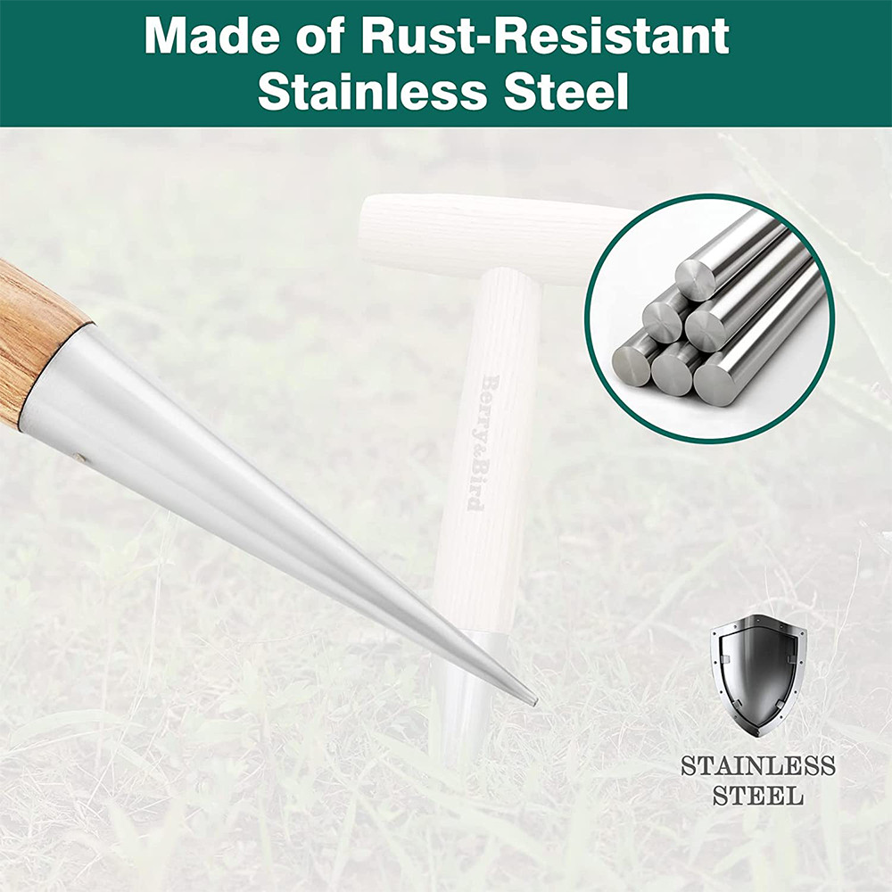 Berry&Bird Hand Dibber Garden Hole Punch Tool for Seeds Bulbs