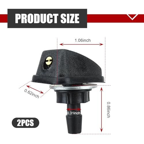 2 PCS Car Front Windshield Washer Nozzle, 0.31" Sprayer Head Replacement