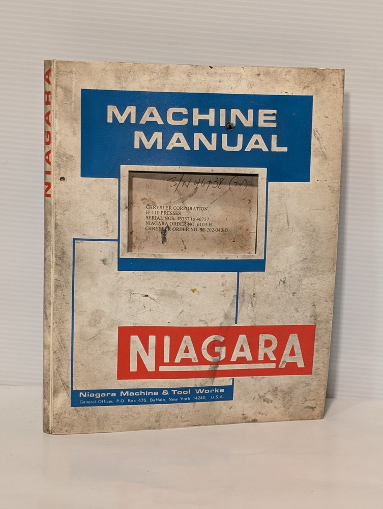 Niagara Machine Manual for E-110 OBI Open Back Inclinable Machine Press