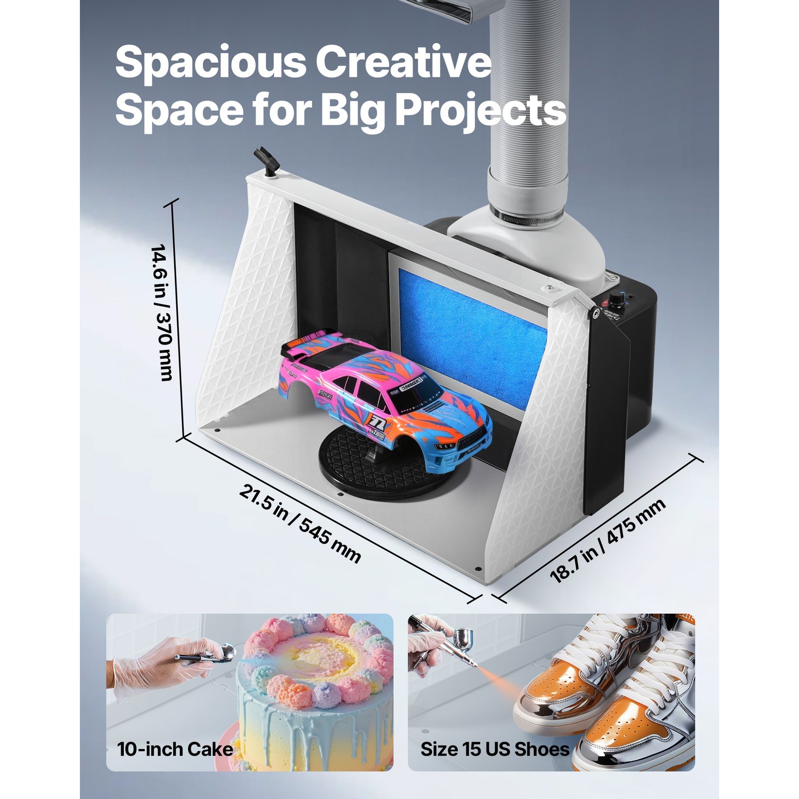 Uimoso Portable Airbrush Spray Booth with Dual Fans and LED Lighting