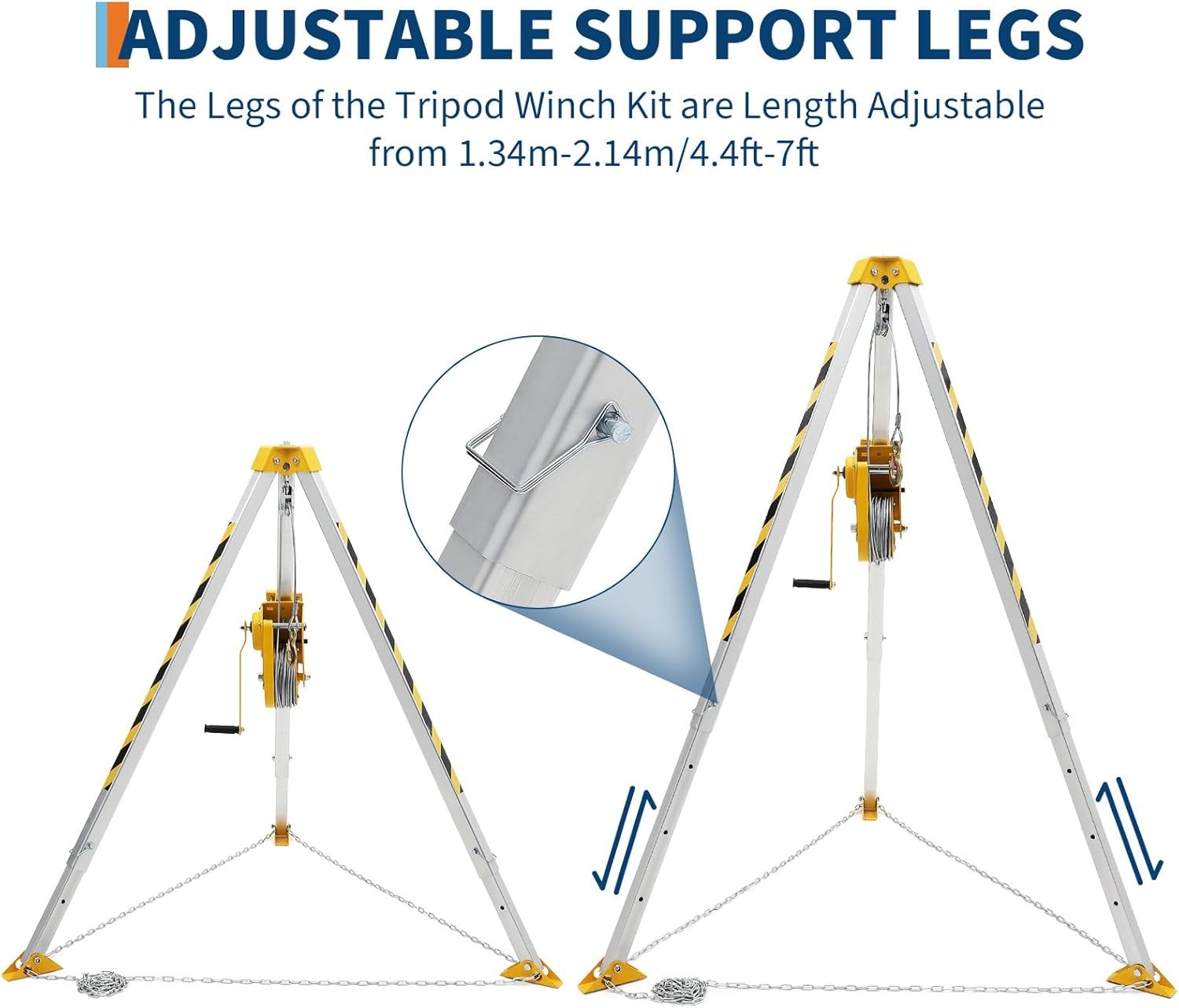 1200Lbs Confined Space Tripod Kit Winch 7' Legs & 98' Cable 33' Fall Protection