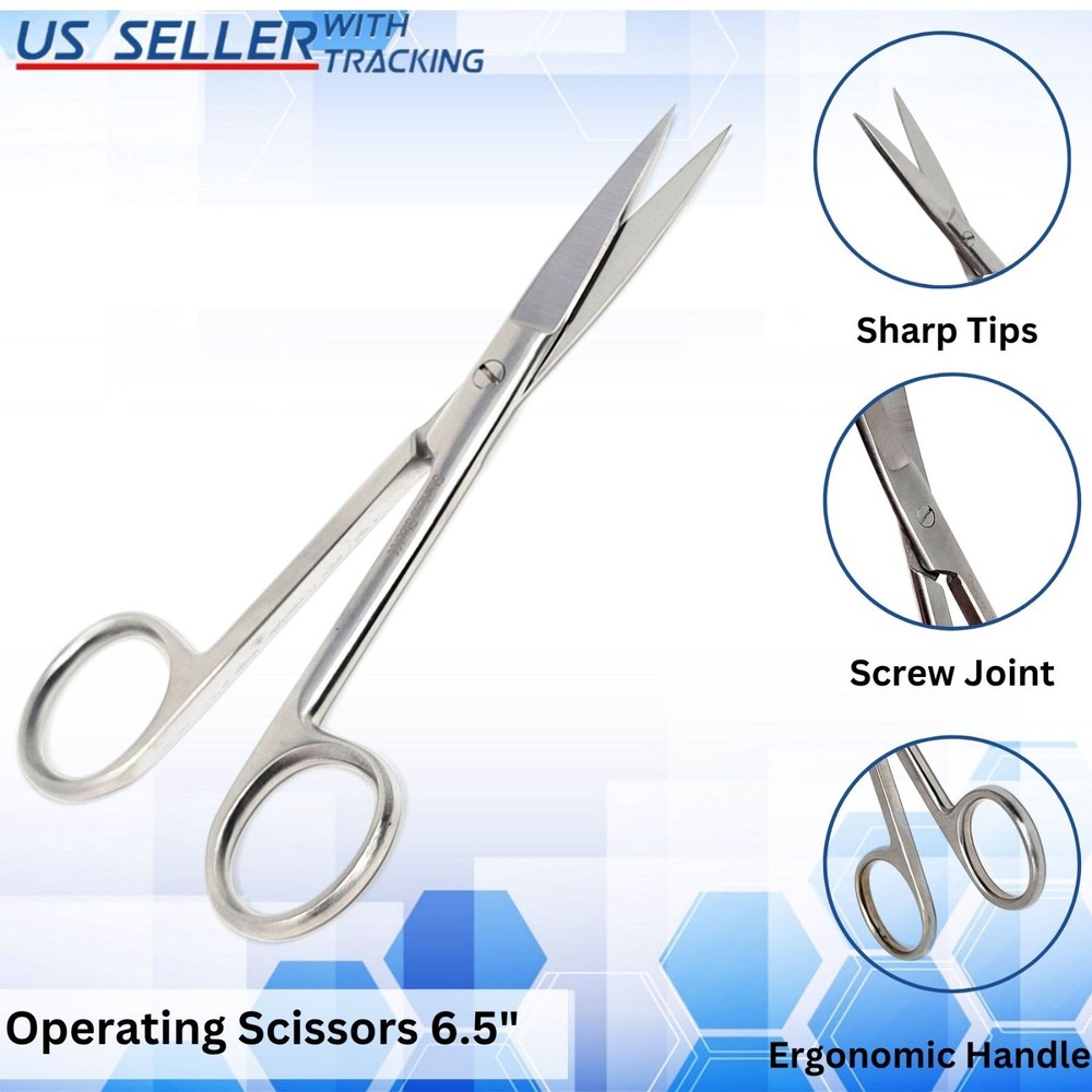 Operating Scissors Veterinary Instrument 6.50" Sharp Sharp Straight Stainless