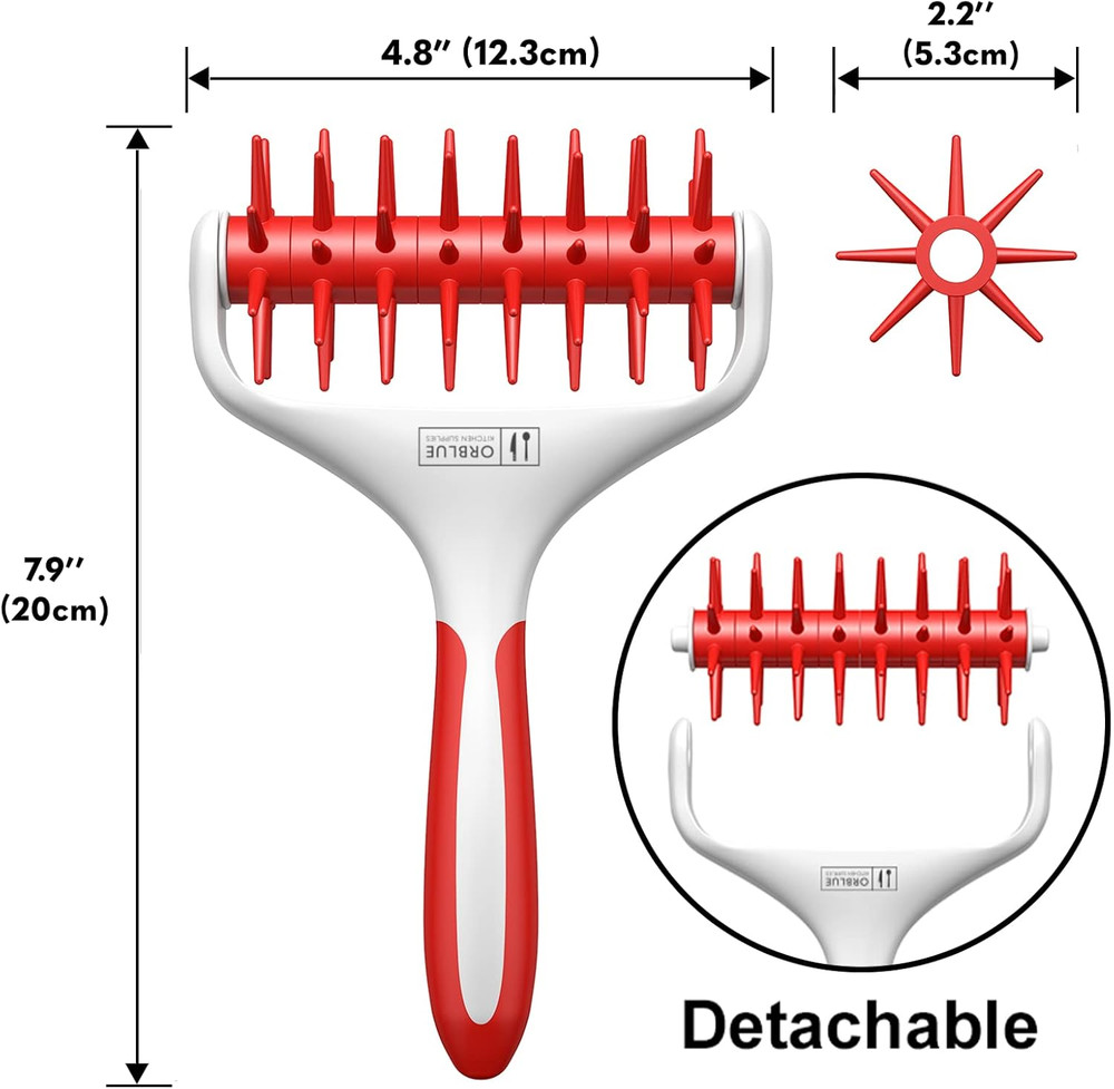 Pizza Dough Docker Pastry Roller with Spikes Pizza Docking Tool Red