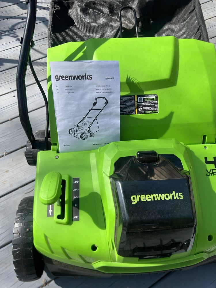 Greenworks DT40B00 Cordless Dethatcher Unused