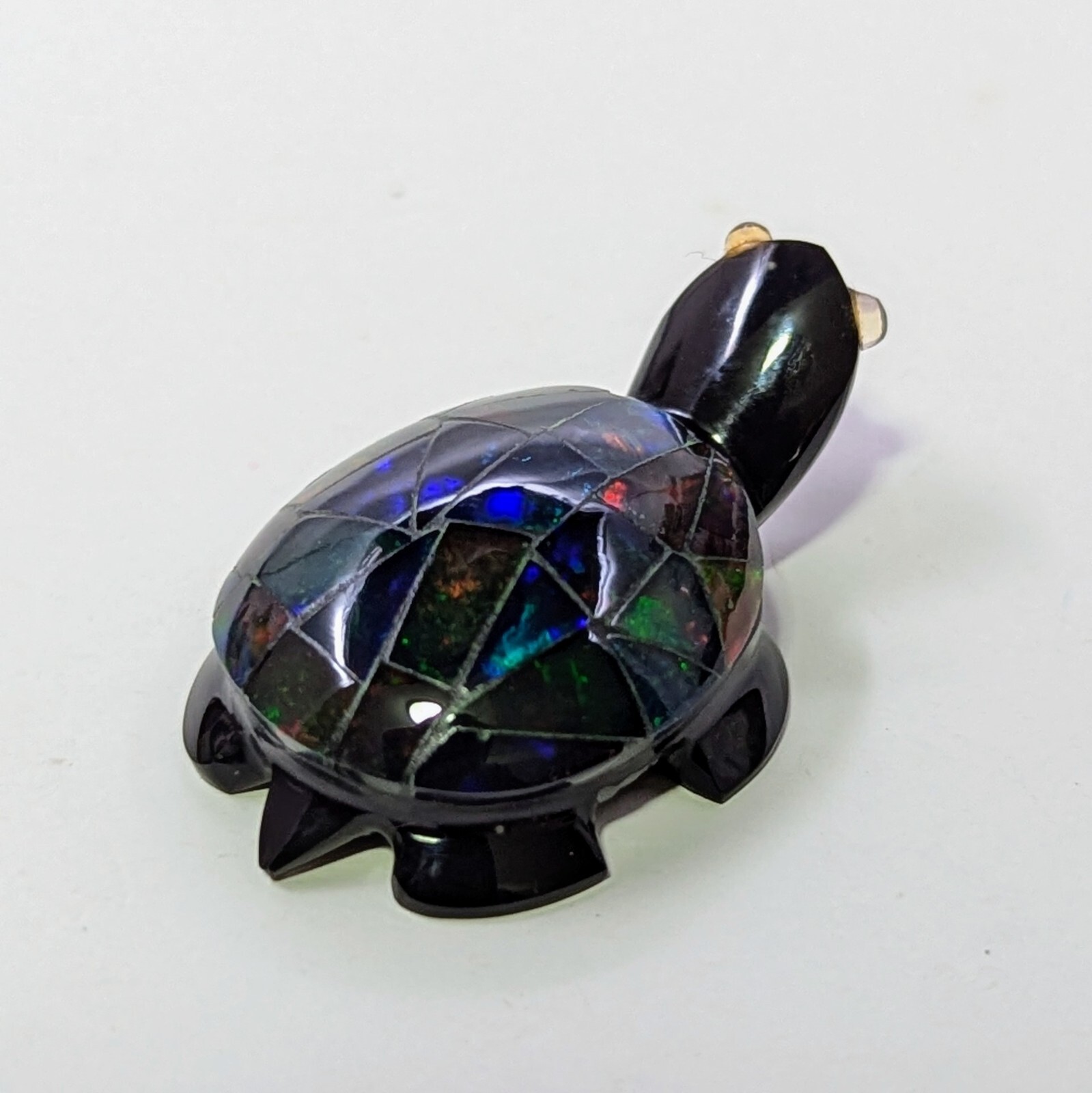 FIREY MEXICAN OPAL TURTLE CARVING 1.25 Inches Long "Stunning Colors"