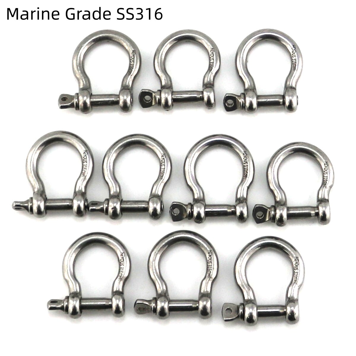 10 Pack 1/5" Stainless Steel Mini Shackle D Rings, New