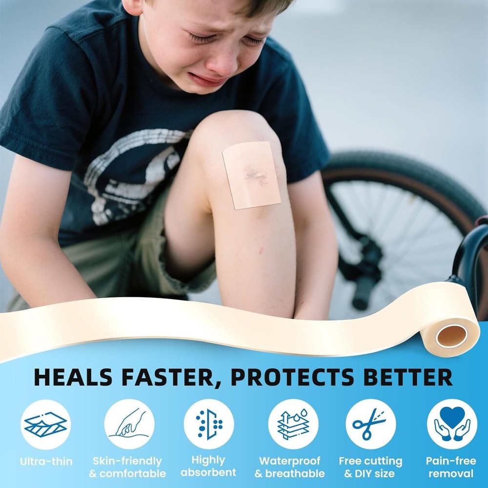 Hydrocolloid Roll Bandages, 2IN x 5FT Extra Large Hydrocolloid Patch with Sel...